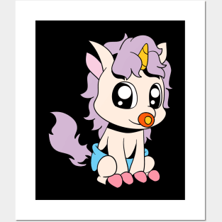 Kawaii Baby Unicorn Posters and Art